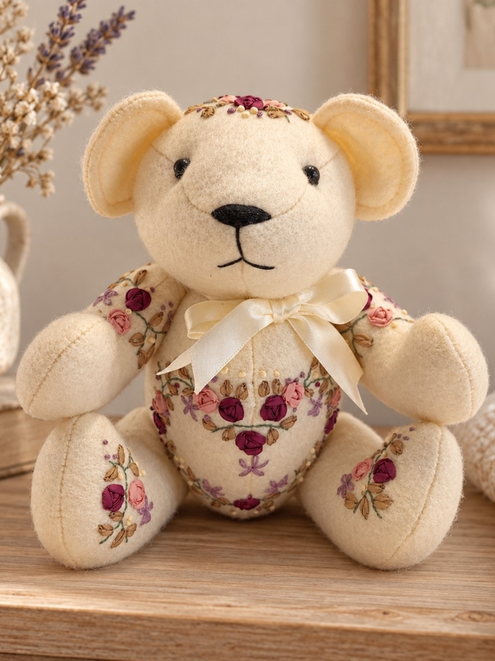 #6042 Vintage 1999 A Special Place Floral Embroidered Teddy Bear 8” Jointed NWT